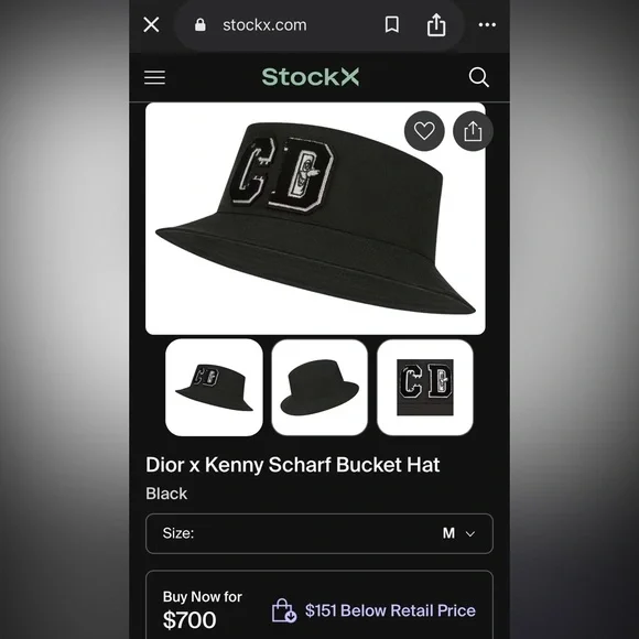 NEVER WORN DIOR x KENNY SCHARF MENS CD LOGO EMBROIDERED BUCKET HAT COTTON LG - Picture 12 of 14